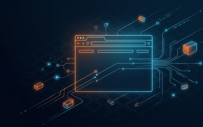 Abstract editorial illustration representing Cloudflare's Kitesurf browser architecture running in isolated cloud compute instances.