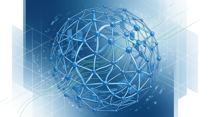 Abstract illustration of a global data network representing web infrastructure built for AI agents