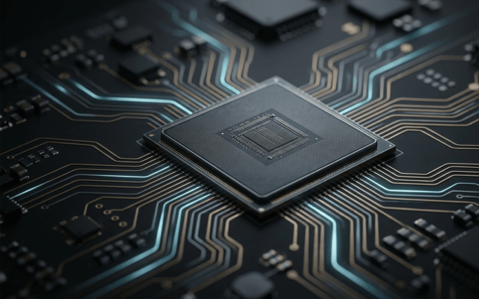 Close-up of a smartphone processor chip representing Arm's CSS for Mobile 2 compute platform